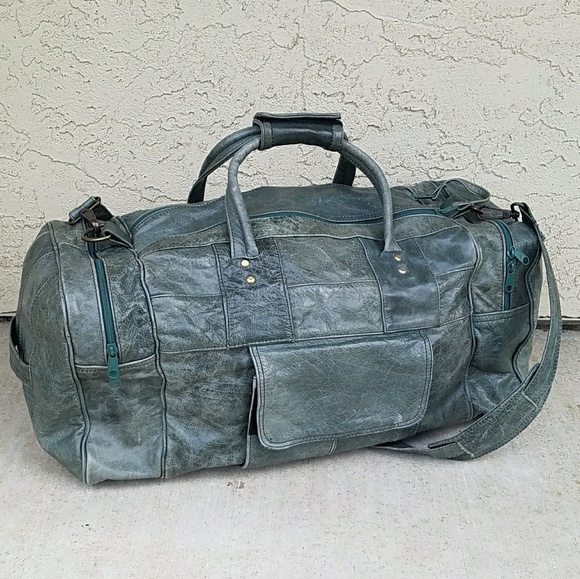 patchwork leather duffle bag